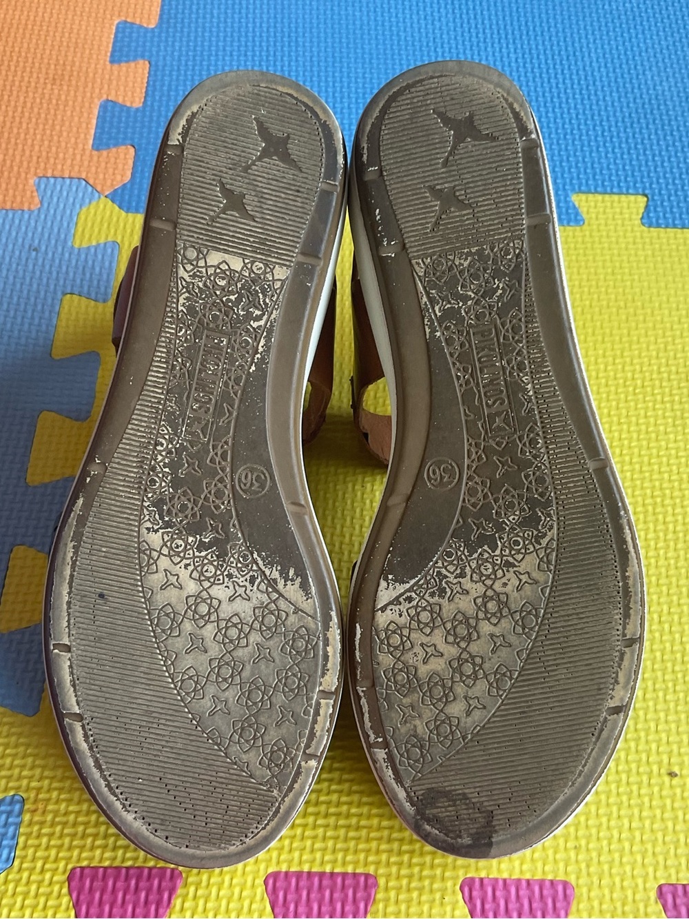 🌊Coastal Grandma Pikolinos Brown and Green Wedge Sandals Boho Size 36 - Picture 6 of 6
